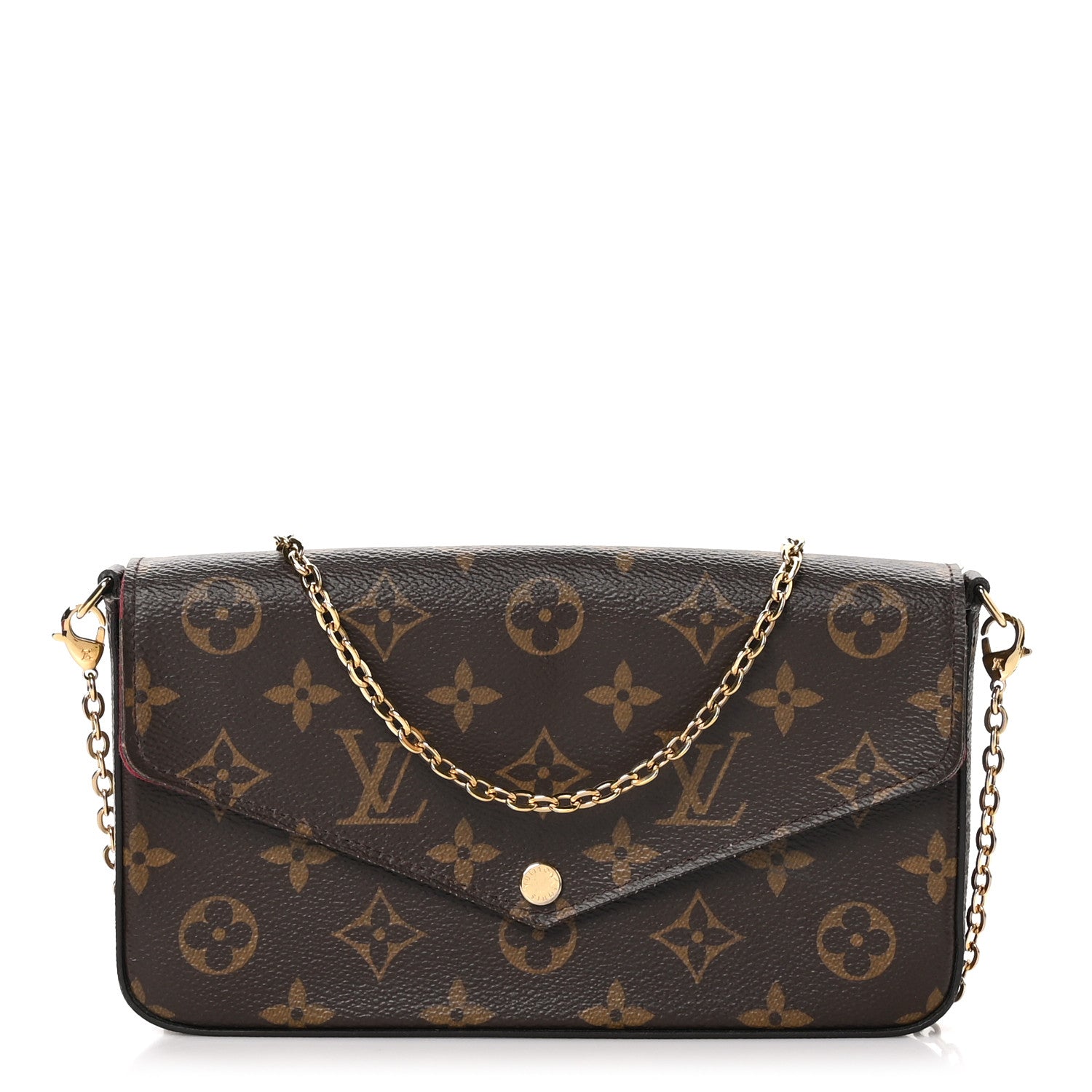 Louis Vuitton Monogram Pochette Felicie Chain Wallet Fuchsia 1 of 10