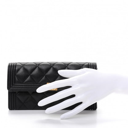 Chanel Caviar Quilted Large Boy Gusset Flap Wallet Black 2 of 9