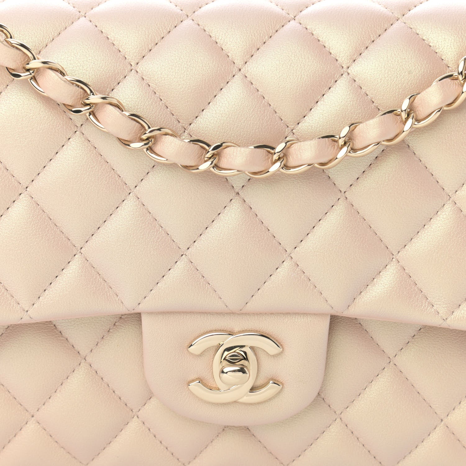 Chanel Iridescent Calfskin Quilted Medium Double Flap Beige 8 of 14
