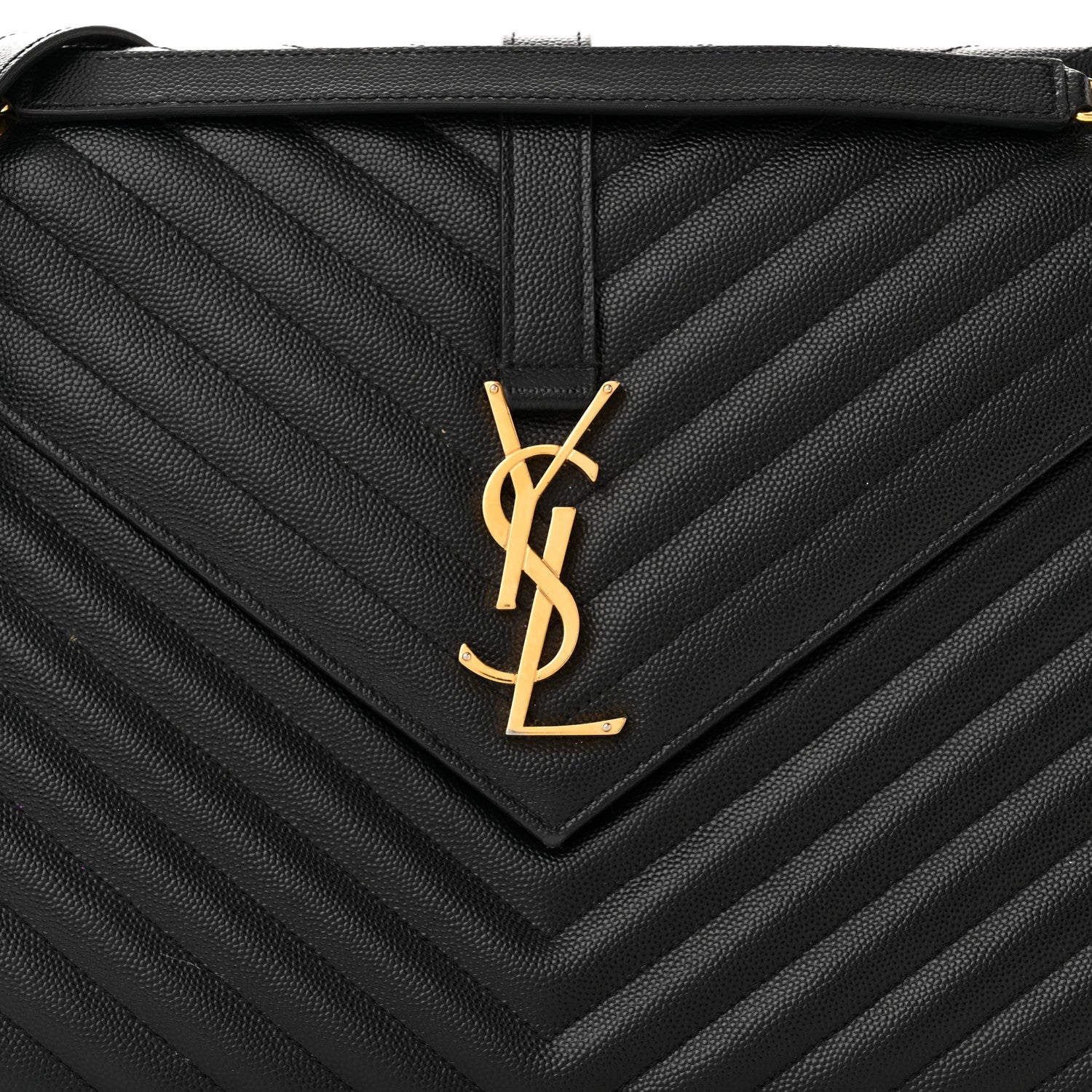 Saint Laurent Grain De Poudre Matelasse Chevron Large Monogram Satchel Black 8 of 14