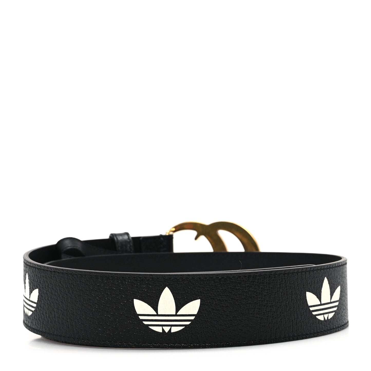 X ADIDAS Textured Dollar Calfskin Double G 40mm Belt 75 30 Black