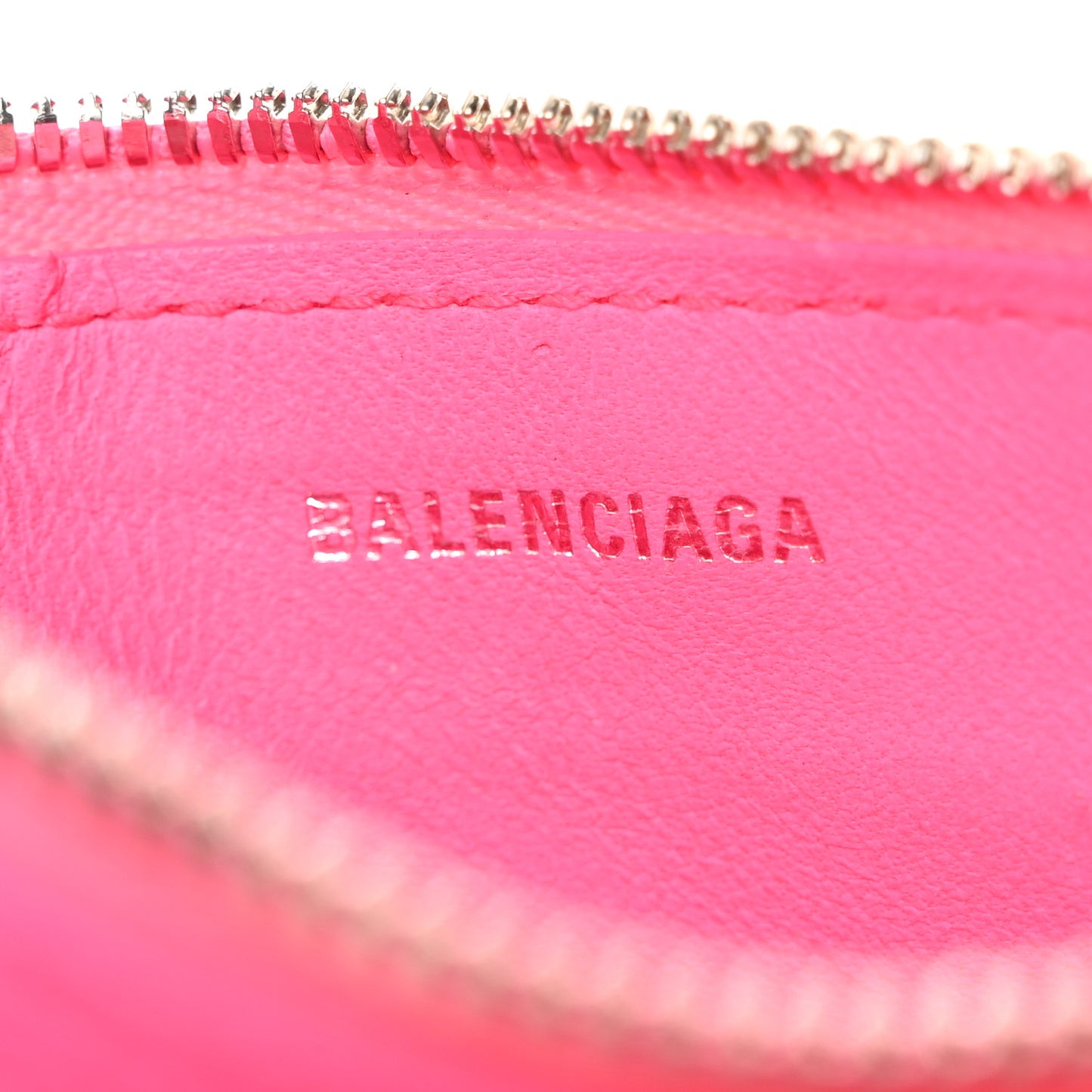 Grained Calfskin Logo Large Cash Long Coin Card Holder Acid Pink Black