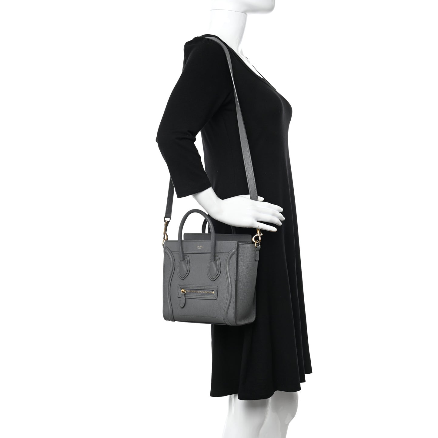 Baby Drummed Calfskin Nano Luggage Kohl