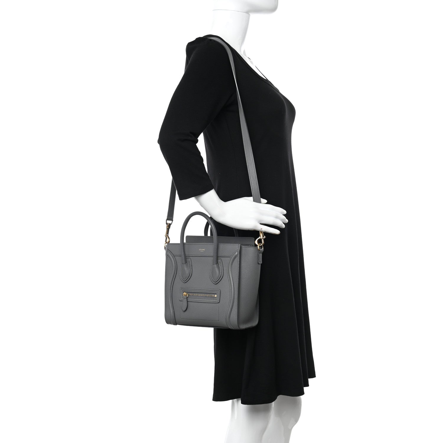 Celine Baby Drummed Calfskin Nano Luggage Kohl 2 of 9