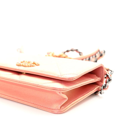 Chanel Iridescent Calfskin Quilted Chanel 19 Wallet On Chain WOC Pink 10 of 10