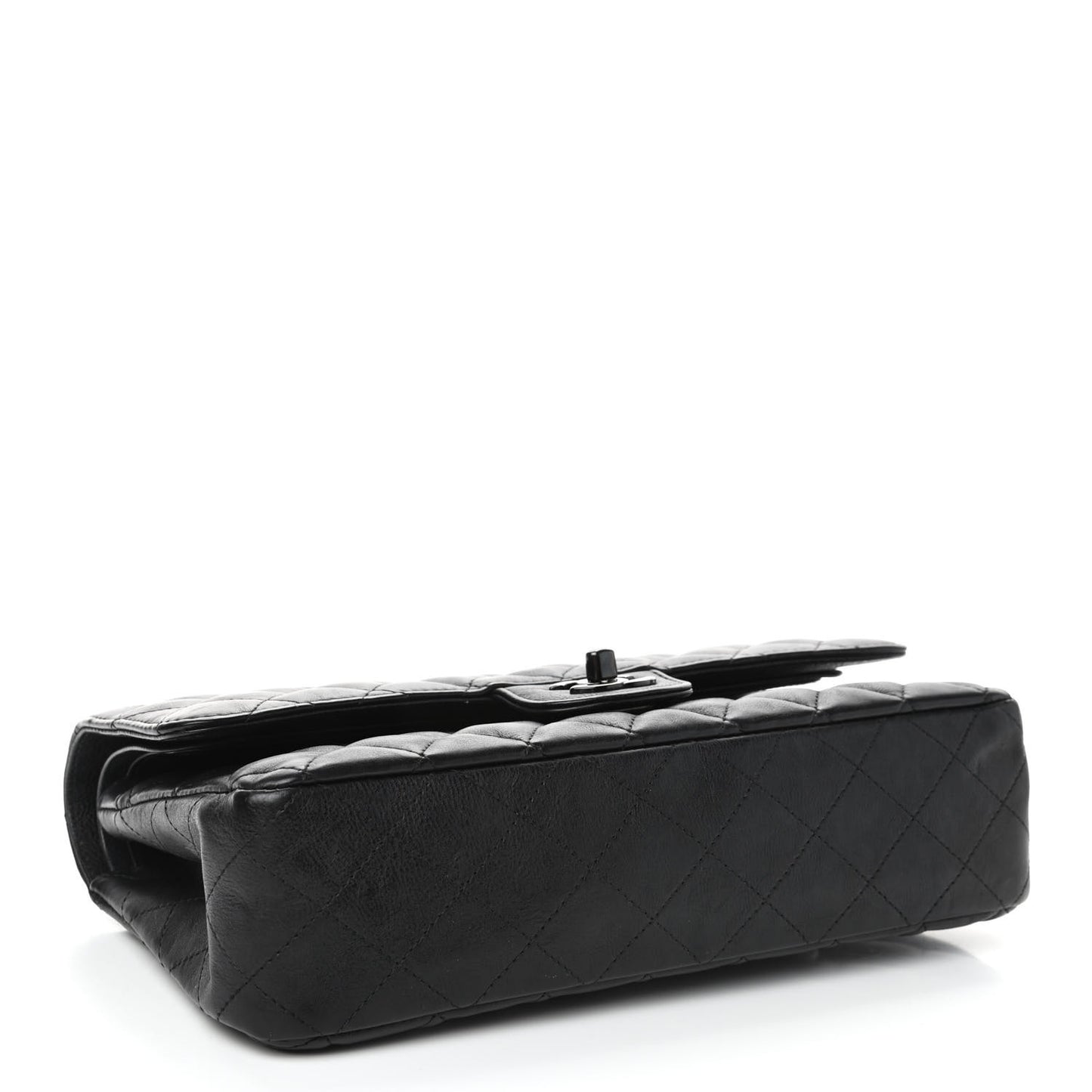 Crumpled Calfskin Quilted Medium Double Flap So Black