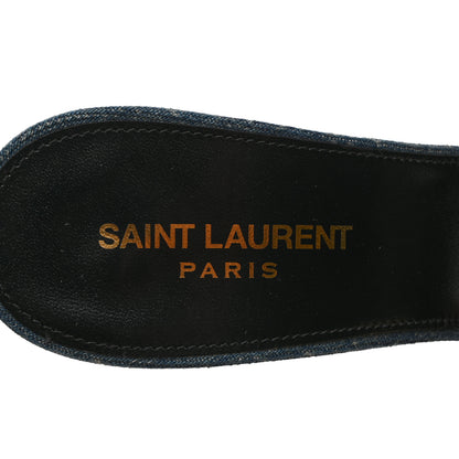 Saint Laurent Denim Monogram La 16 Mule Sandals 40 Blue Jeans 6 of 9