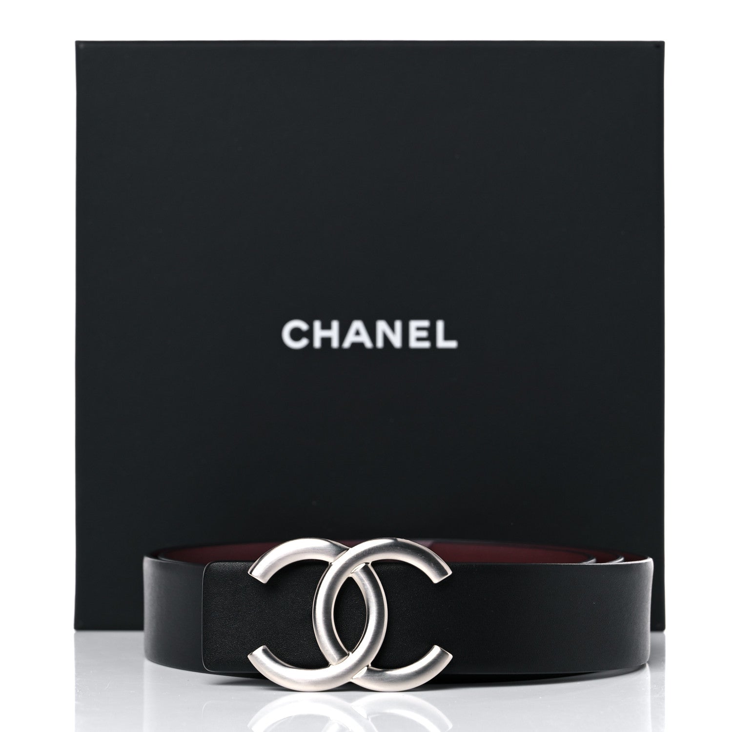 Chanel Calfskin CC Reversible Belt 95 Black Burgundy 6 of 6