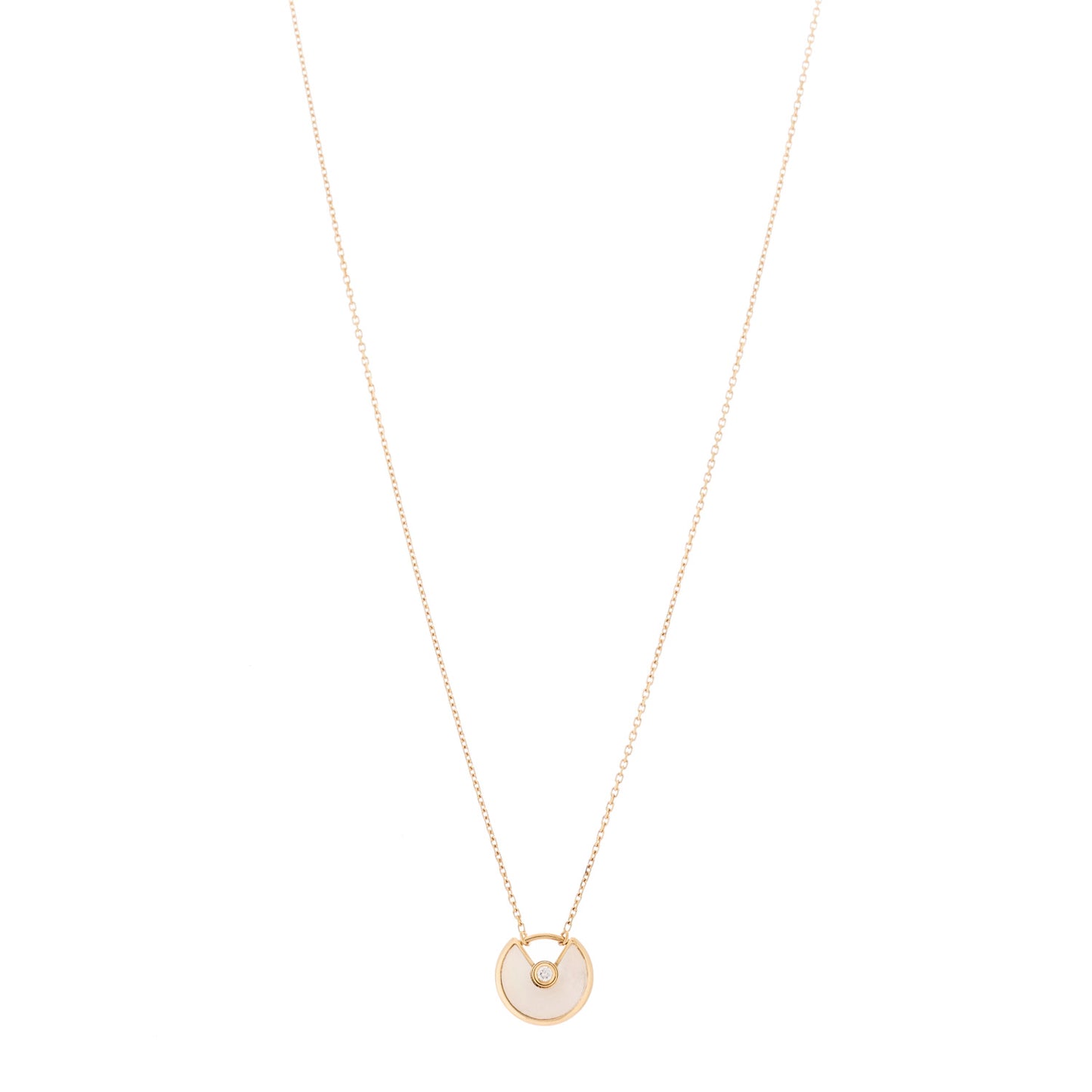 18K Yellow Gold Diamond Mother of Pearl XS Amulette de Cartier Pendant Necklace