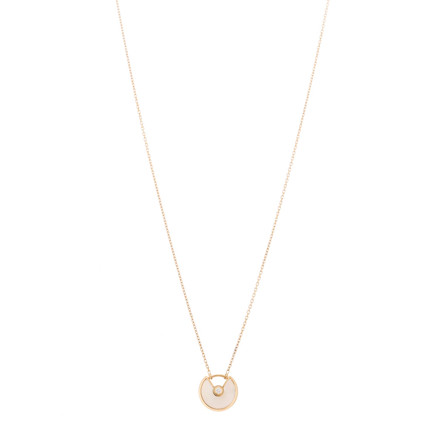 Cartier 18K Yellow Gold Diamond Mother of Pearl XS Amulette de Cartier Pendant Necklace 1 of 6