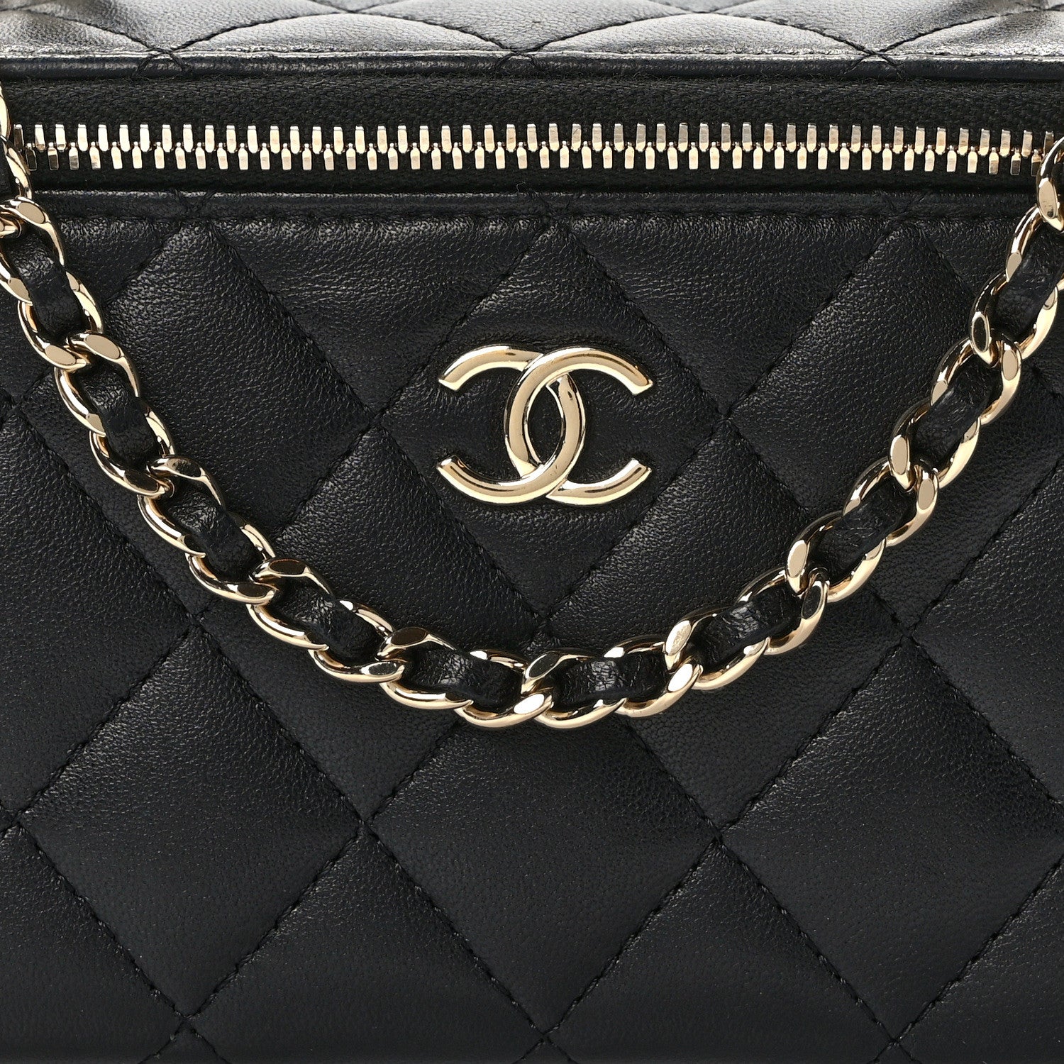 Chanel Lambskin Quilted Small Top Handle Vanity Case With Chain Black 7 of 12
