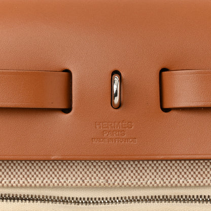 Hermes Vache Hunter Toile Pegase Pop Herbag Zip Retourne 31 PM Capucine Ecru 7 of 11