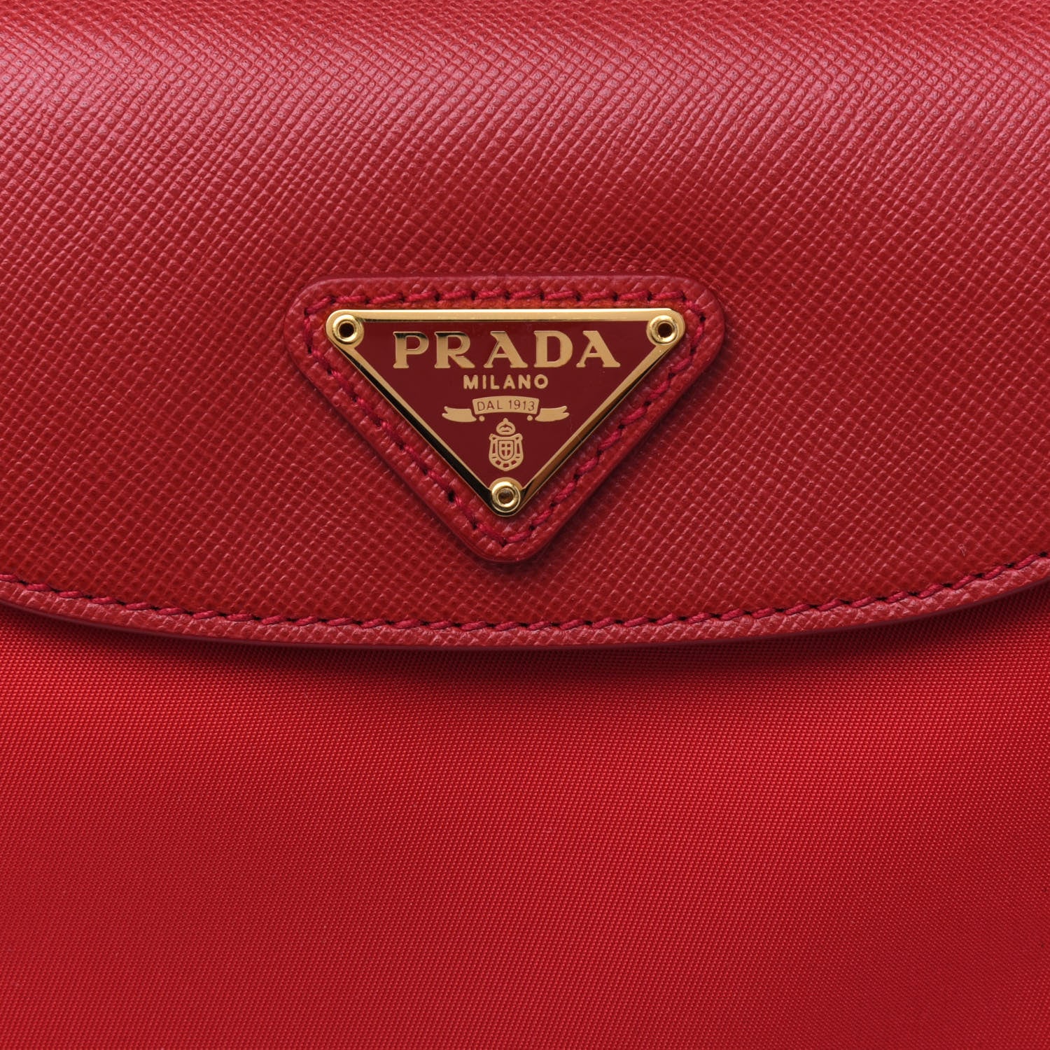 Prada Nylon Vela Saffiano Flat Flap Messenger Bag Red 5 of 5