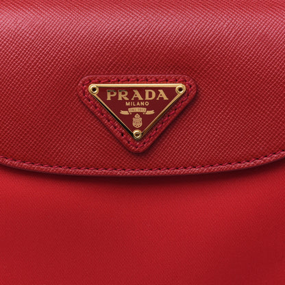 Prada Nylon Vela Saffiano Flat Flap Messenger Bag Red 5 of 5