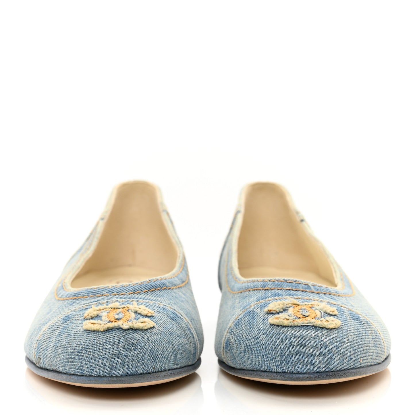 Denim CC Cap Toe Ballerina Flats 38 Light Blue