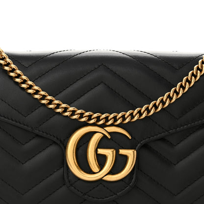 Gucci Calfskin Matelasse GG Marmont Chain Wallet Black 7 of 11
