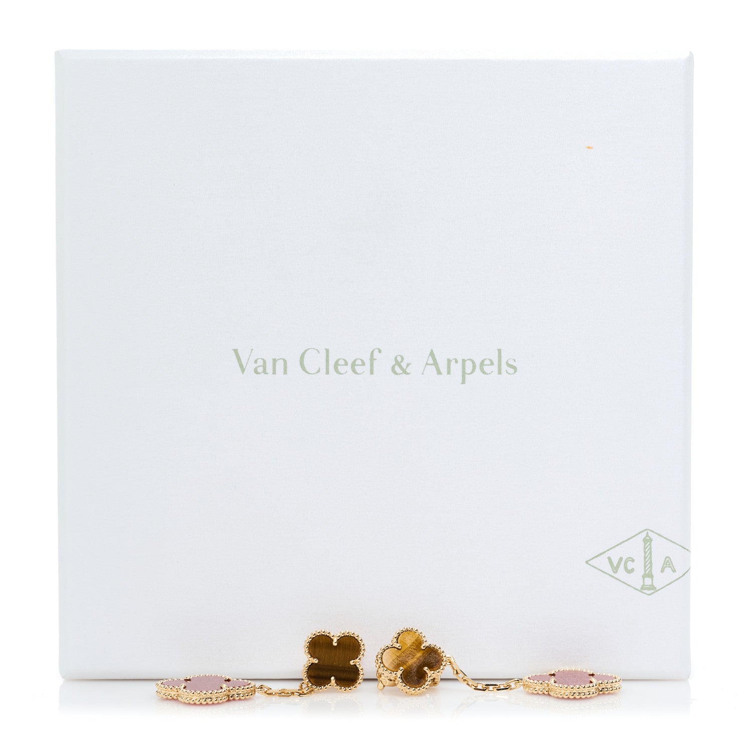 Van Cleef & Arpels 18K Yellow Gold Tiger Eye Carnelian 2 Motifs Magic Alhambra Earrings 4 of 4