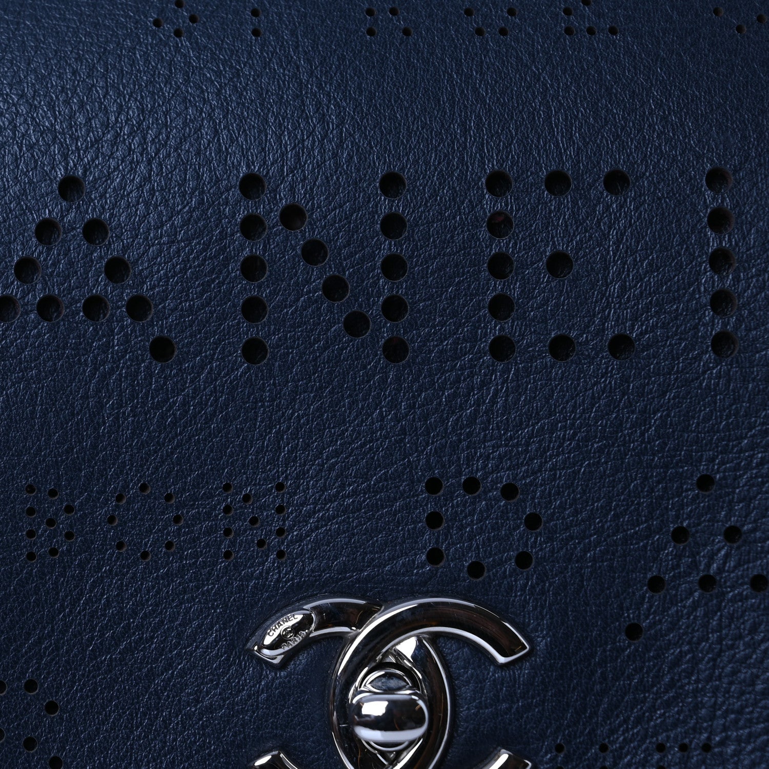 Chanel Calfskin Tweed Eyelet Flap Bag Navy 10 of 12