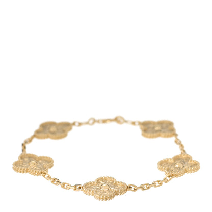 Van Cleef & Arpels 18K Yellow Gold 5 Motifs Vintage Alhambra Bracelet 1 of 5