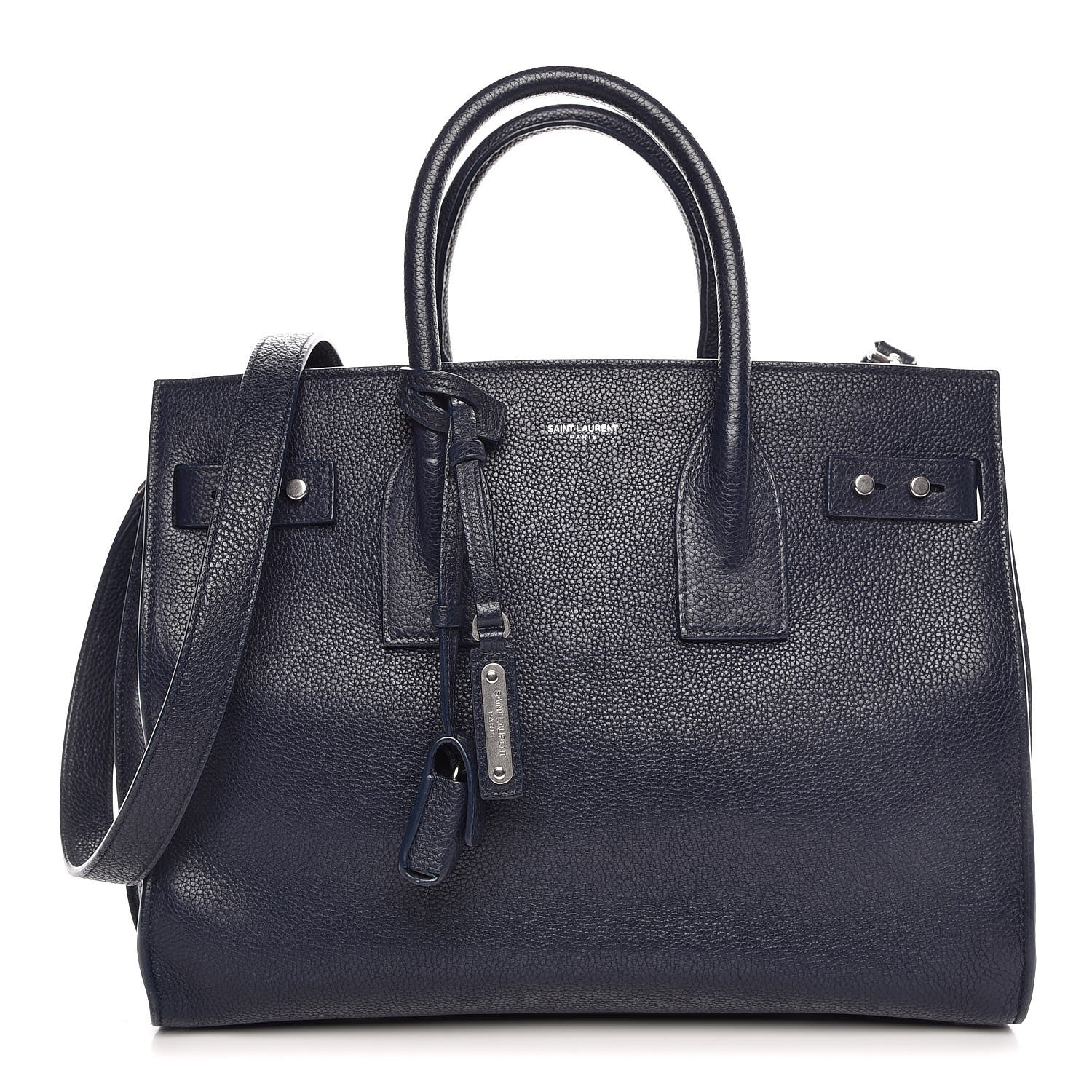 Saint Laurent Grained Calfskin Small Supple Sac De Jour Navy 1 of 12