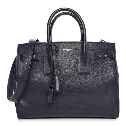 Saint Laurent Grained Calfskin Small Supple Sac De Jour Navy 1 of 12