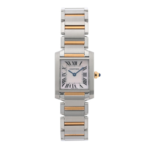 Stainless Steel 18K Pink Gold Mother of Pearl 20mm Tank Francaise Quartz Watch