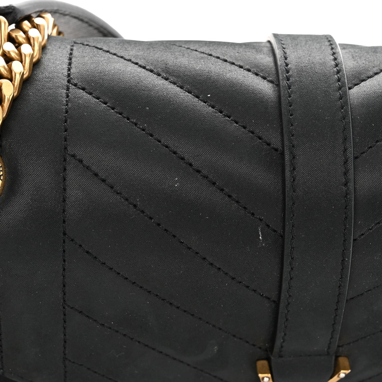 Iridescent Calfskin Tri-Quilt Monogram Medium College Bag Black