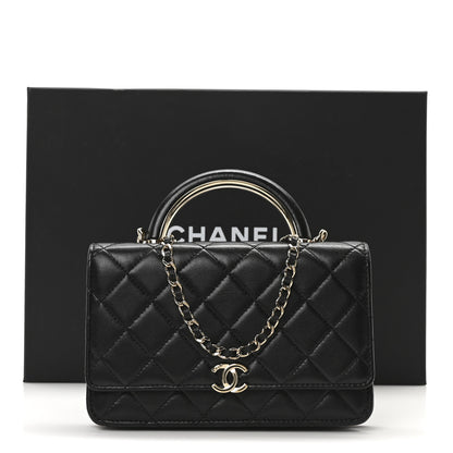 Chanel Lambskin Quilted Top Handle Wallet On Chain WOC Black 11 of 11
