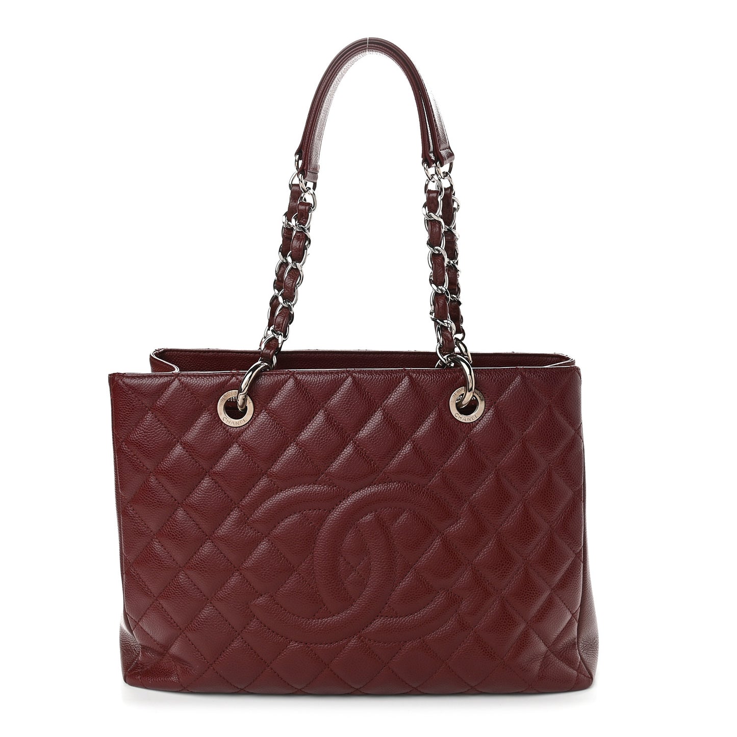 Caviar Quilted Grand Shopping Tote GST Burgundy