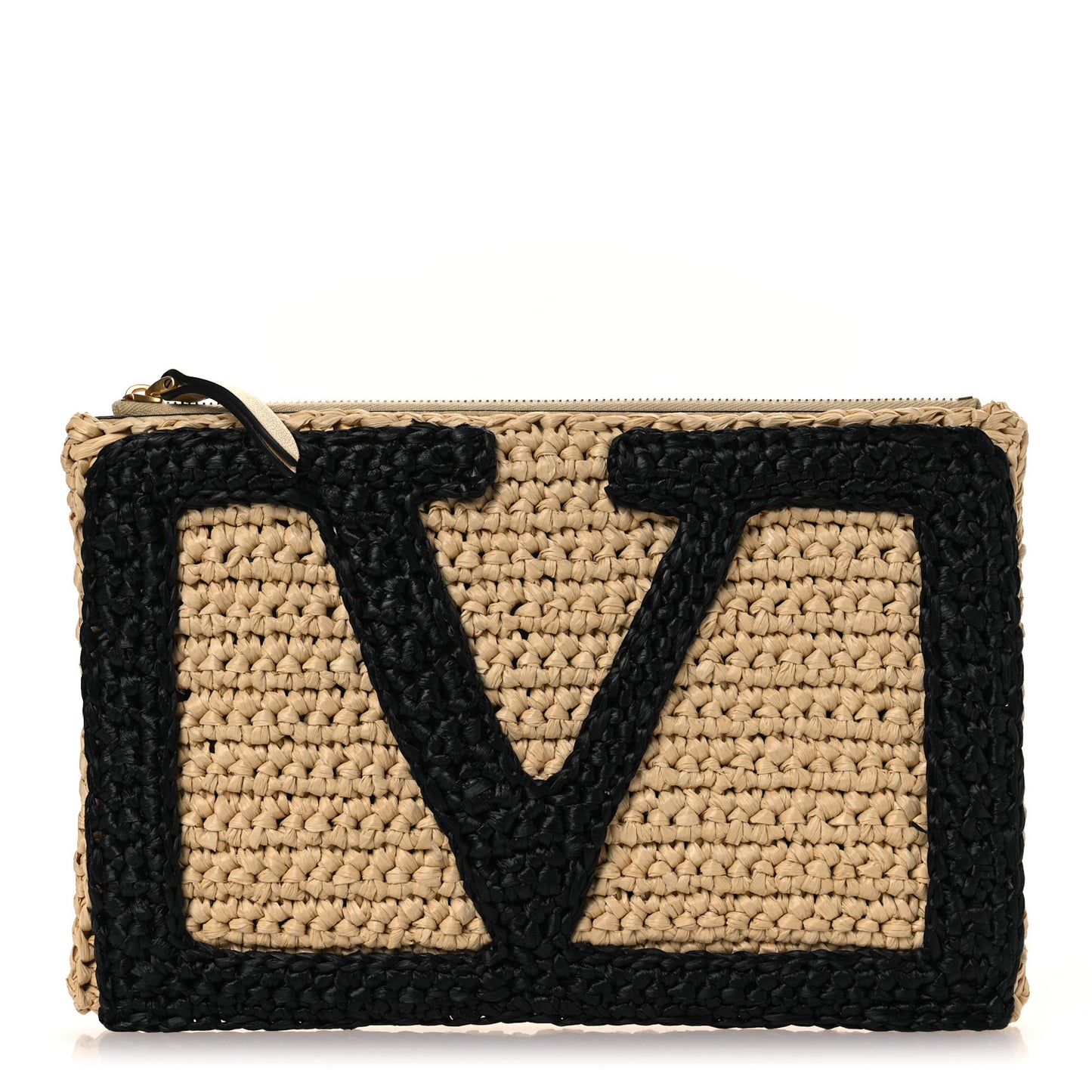 Raffia Viva Superstar Clutch Naturale Black