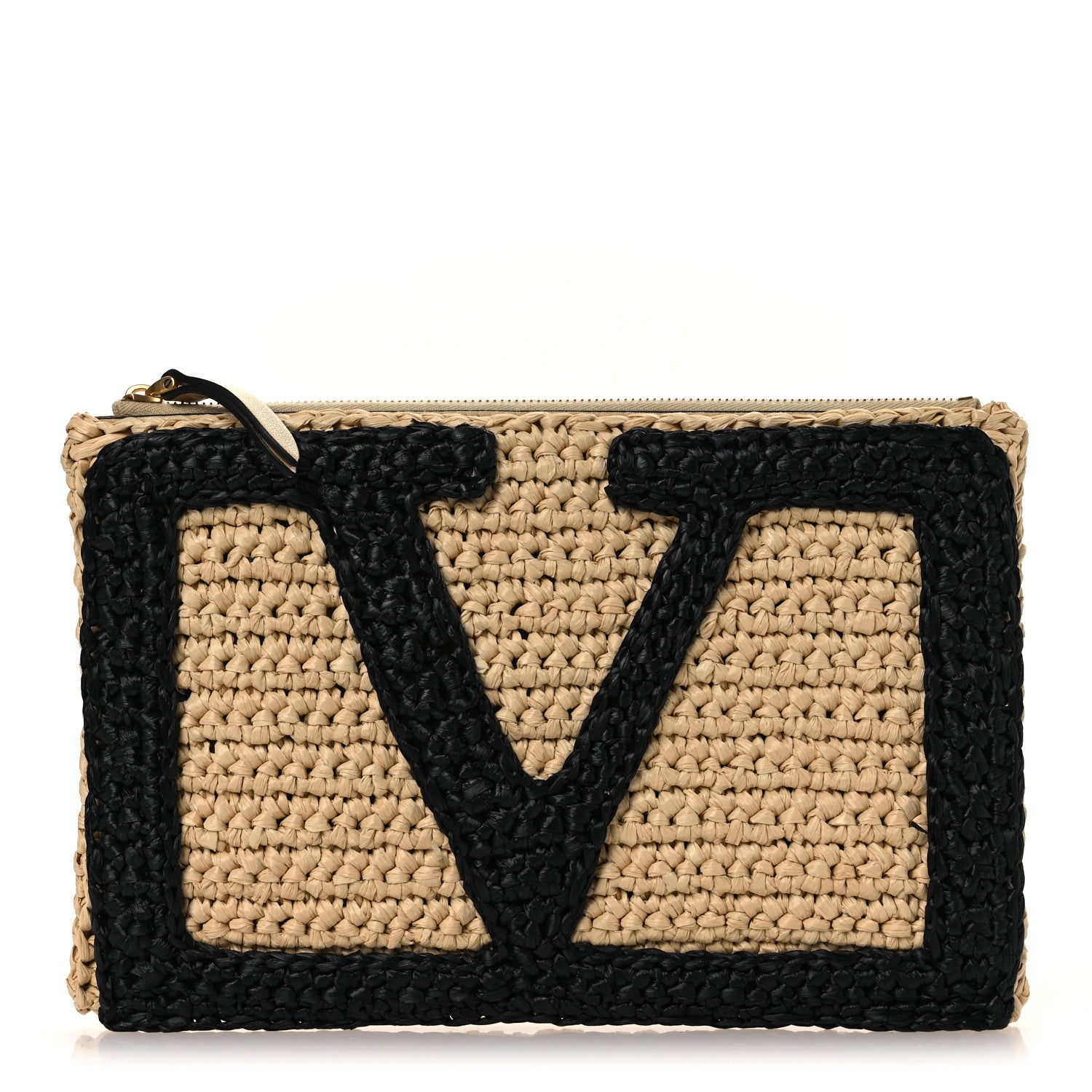 Valentino Garavani Raffia Viva Superstar Clutch Naturale Black 1 of 7