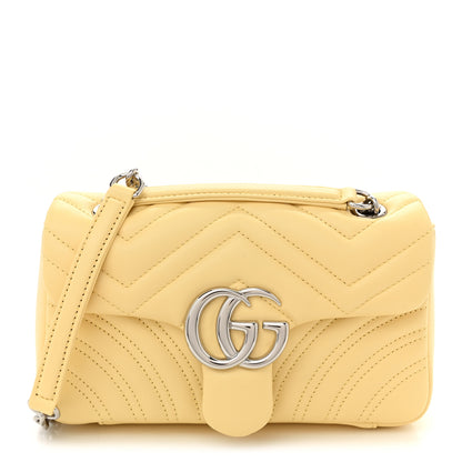 Gucci Lambskin Matelasse Small GG Marmont Shoulder Bag Yellow 1 of 9