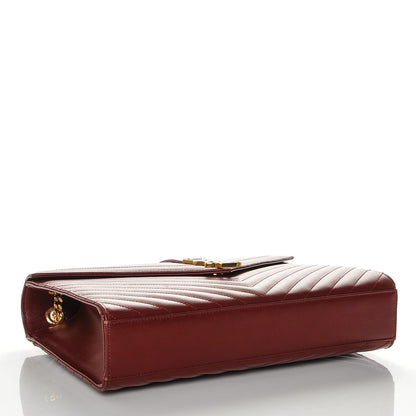 Saint Laurent Grain De Poudre Matelasse Chevron Large Monogram Satchel Oxblood 4 of 6