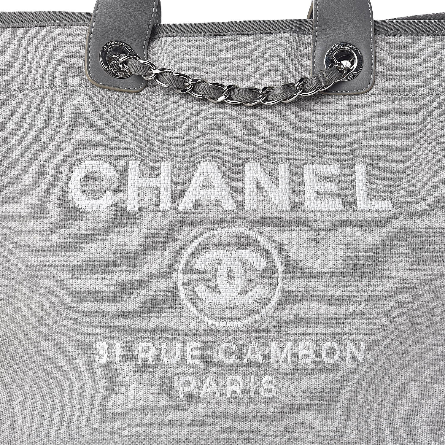 Chanel Canvas Large Deauville Tote Grey 11 of 16