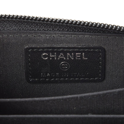 Chanel Lambskin Quilted Zip Around Boy Coin Purse Wallet Black 5 of 8