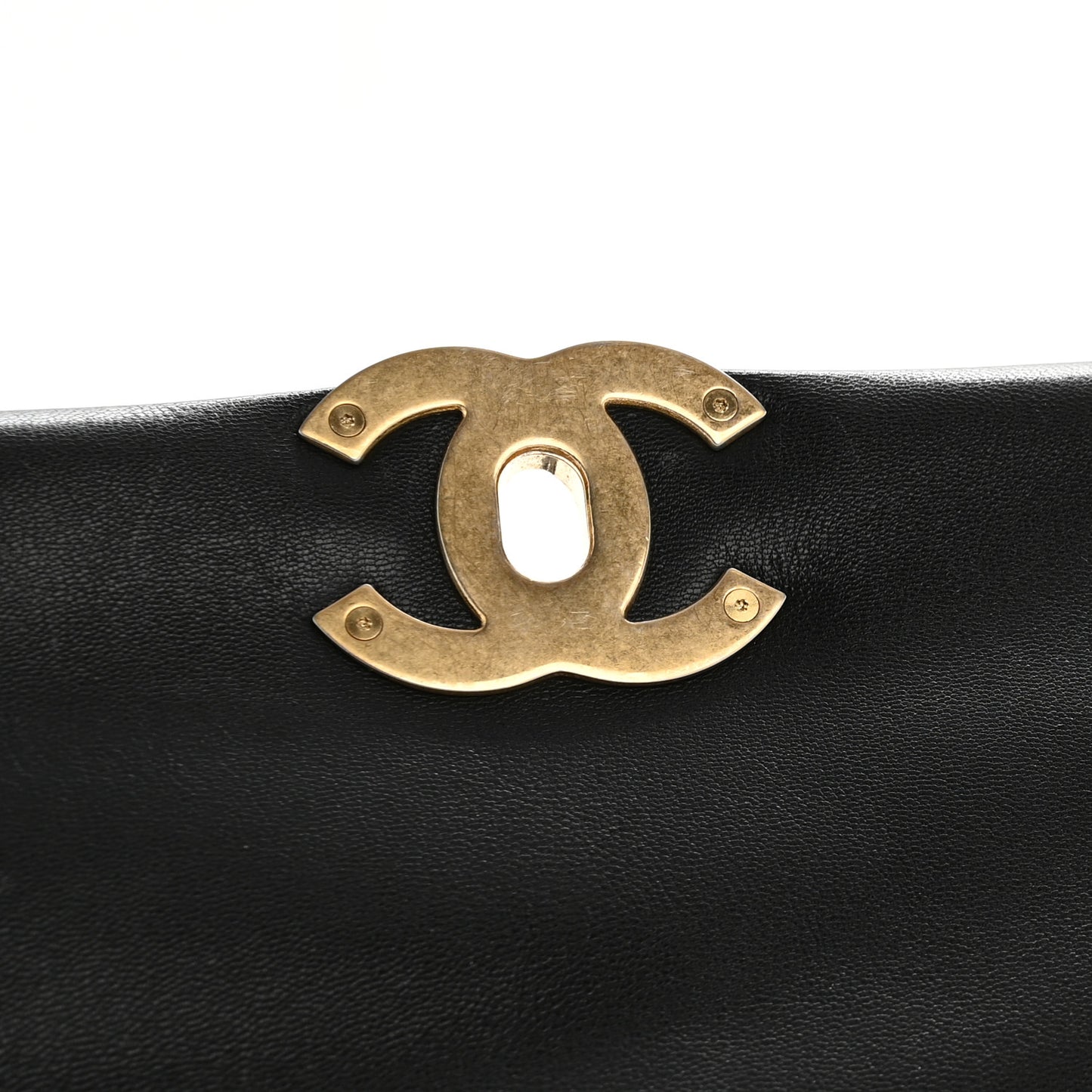 Shiny Goatskin Quilted Large Chanel 19 Flap Black