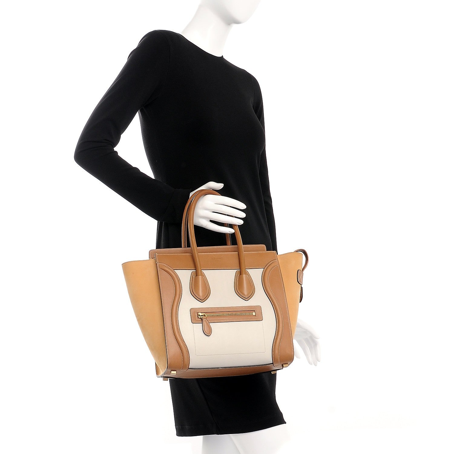 Celine Suede Calfskin Suede Micro Tri-Color Luggage Nude 2 of 13