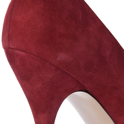 Valentino Garavani Suede Rockstud Cap Toe Platform Pumps 40 Red Gold 17 of 20