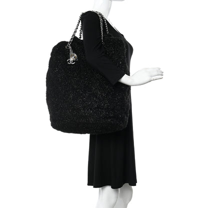 Chanel Knit Metallic Lambskin Large Shopping Tote Black 2 of 10