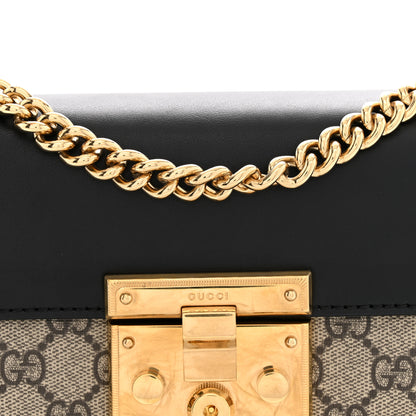 Gucci GG Supreme Monogram Calfskin Small Padlock Shoulder Bag Beige Black Cuir 8 of 14