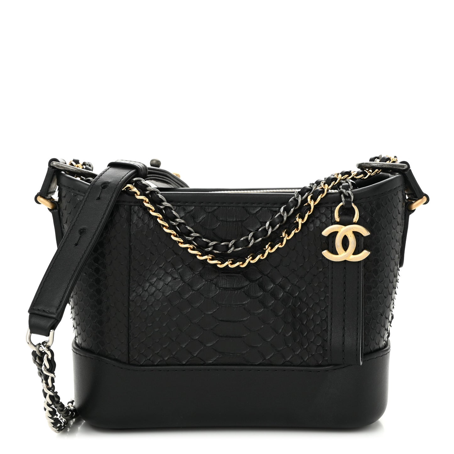 Snakeskin Small Gabrielle Hobo Black