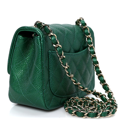 Chanel Metallic Caviar Quilted Mini Square Flap Green 2 of 11