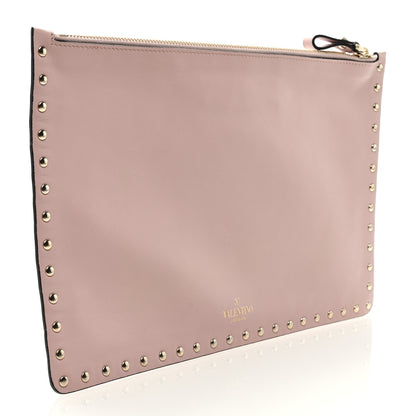 Valentino Garavani Vitello Large Rockstud Zip Pouch Water Rose 3 of 6