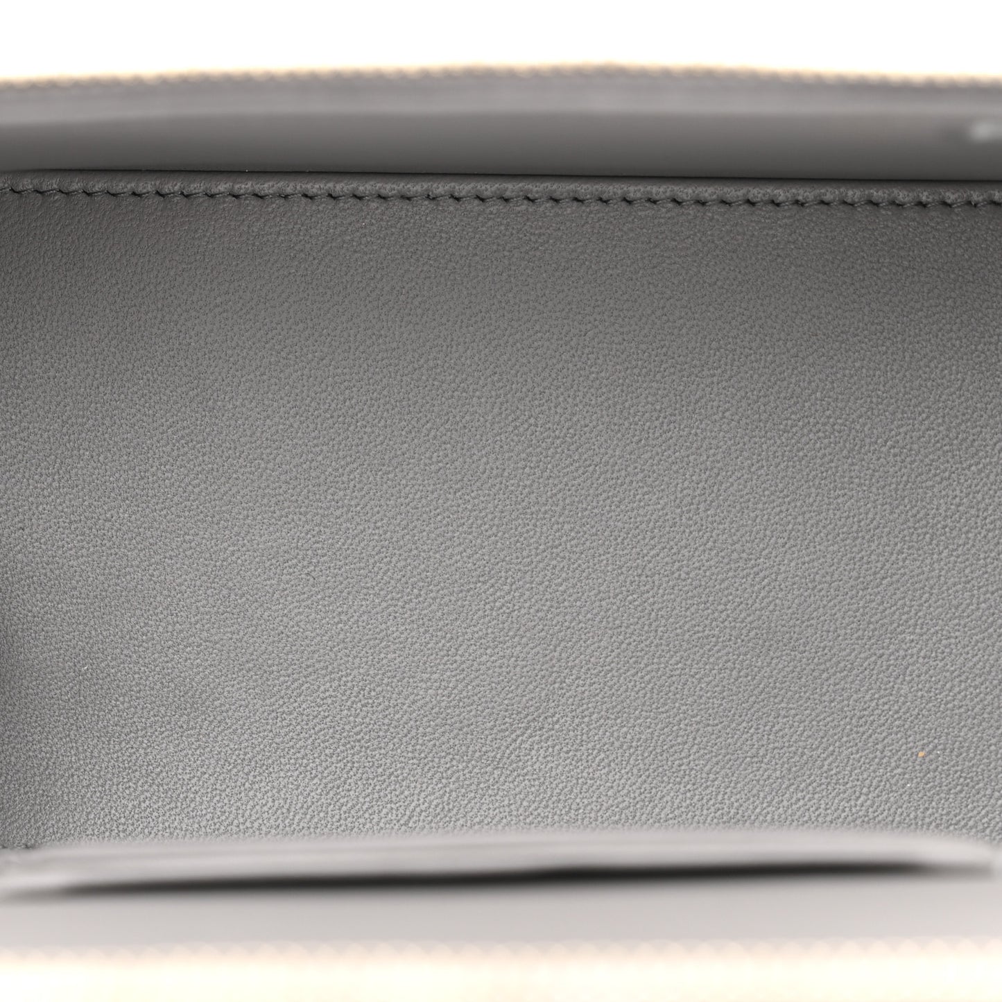 Lambskin Quilted Metal Small Top Handle Vanity Case With Chain Grey