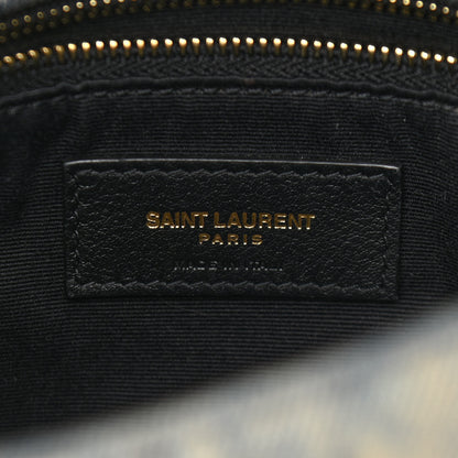 Saint Laurent Denim Quilted Toy Loulou Puffer Monogram Chain Satchel Blue Black 6 of 10