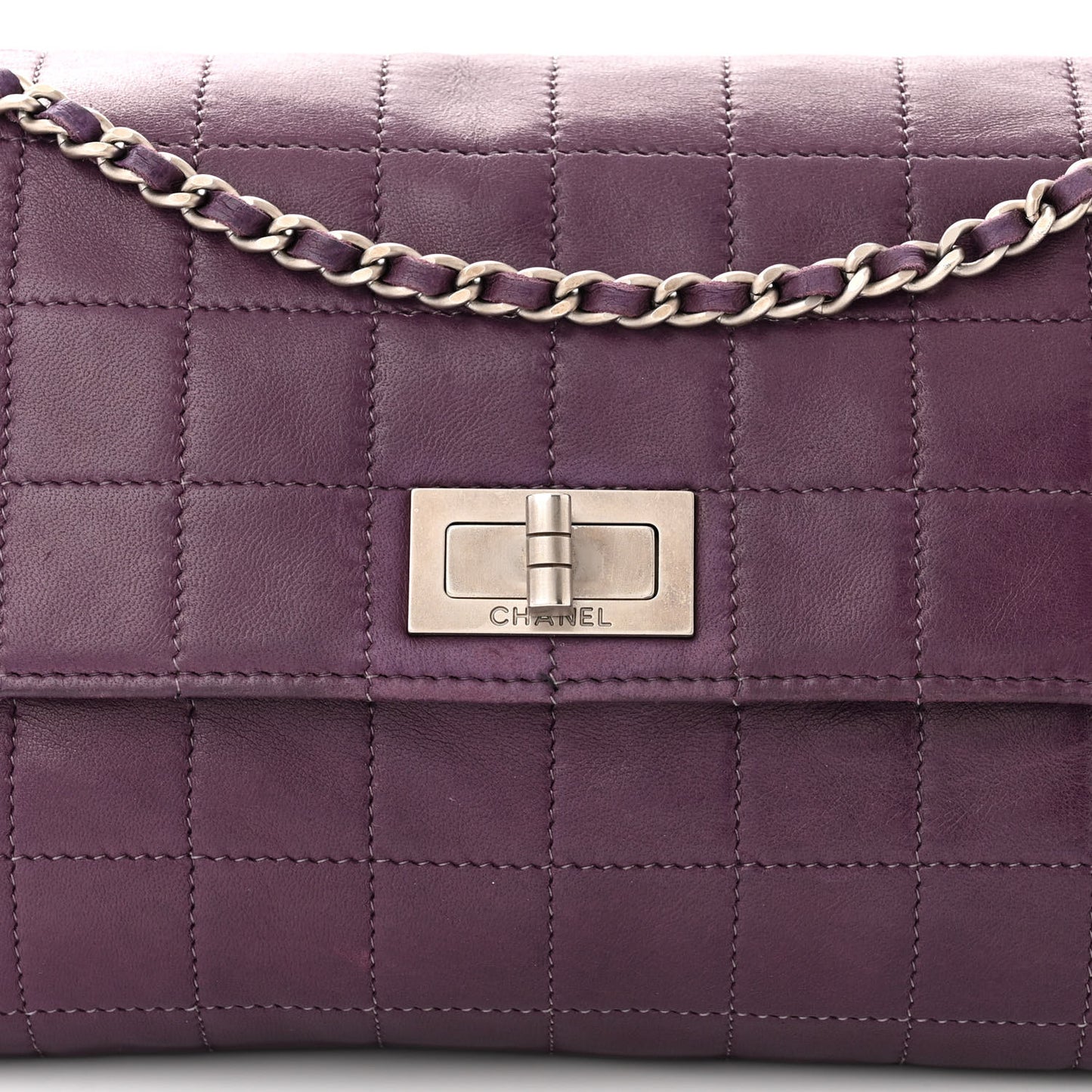 Lambskin Chocolate Bar Mademoiselle Flap Purple