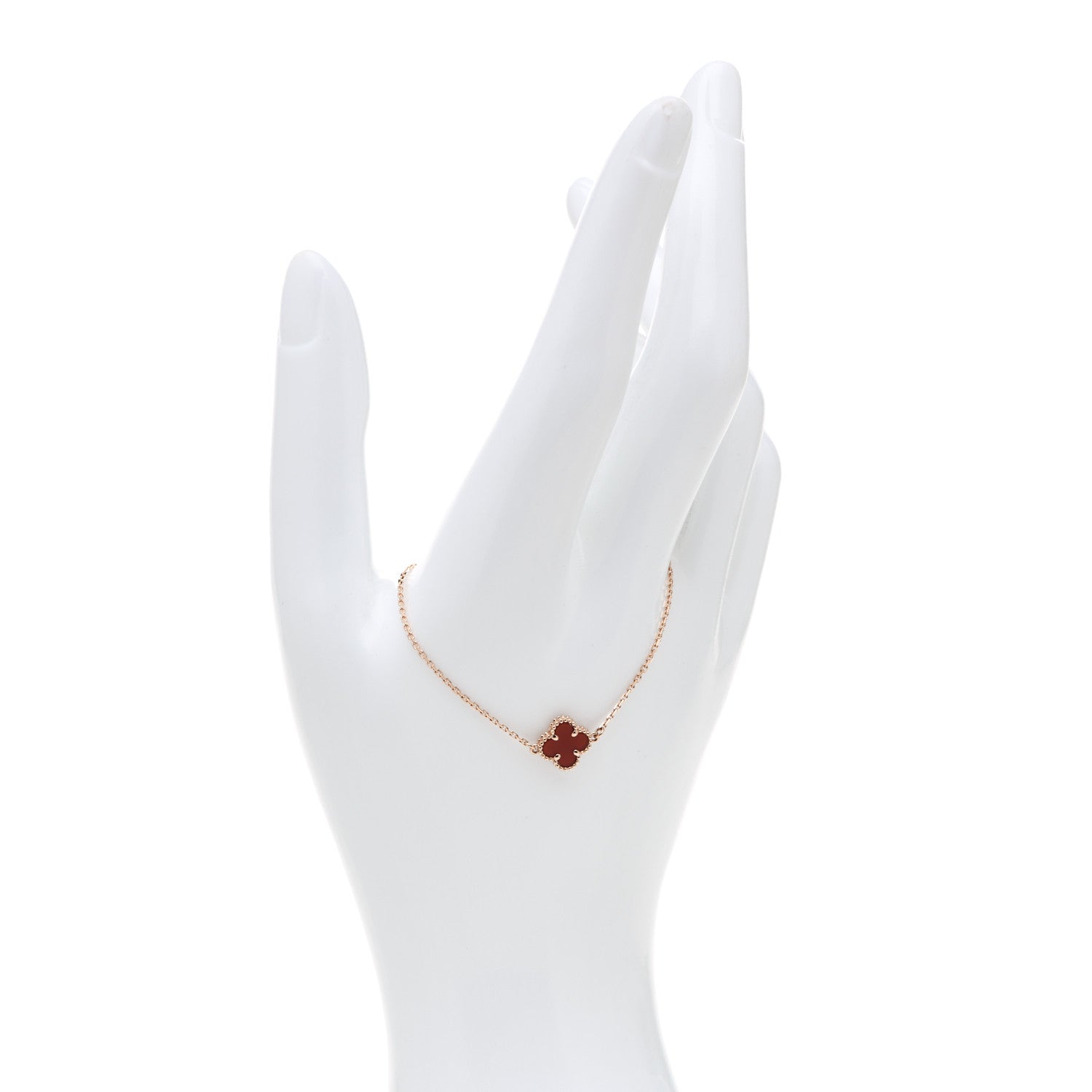 Van Cleef & Arpels 18K Rose Gold Carnelian Sweet Alhambra Bracelet 2 of 6