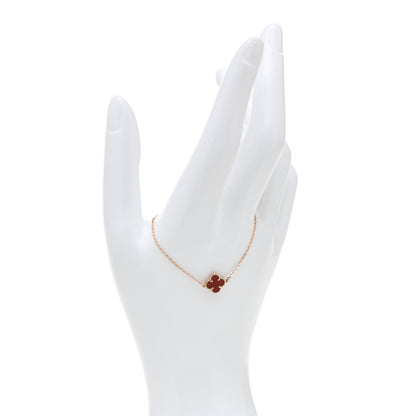 Van Cleef & Arpels 18K Rose Gold Carnelian Sweet Alhambra Bracelet 2 of 6