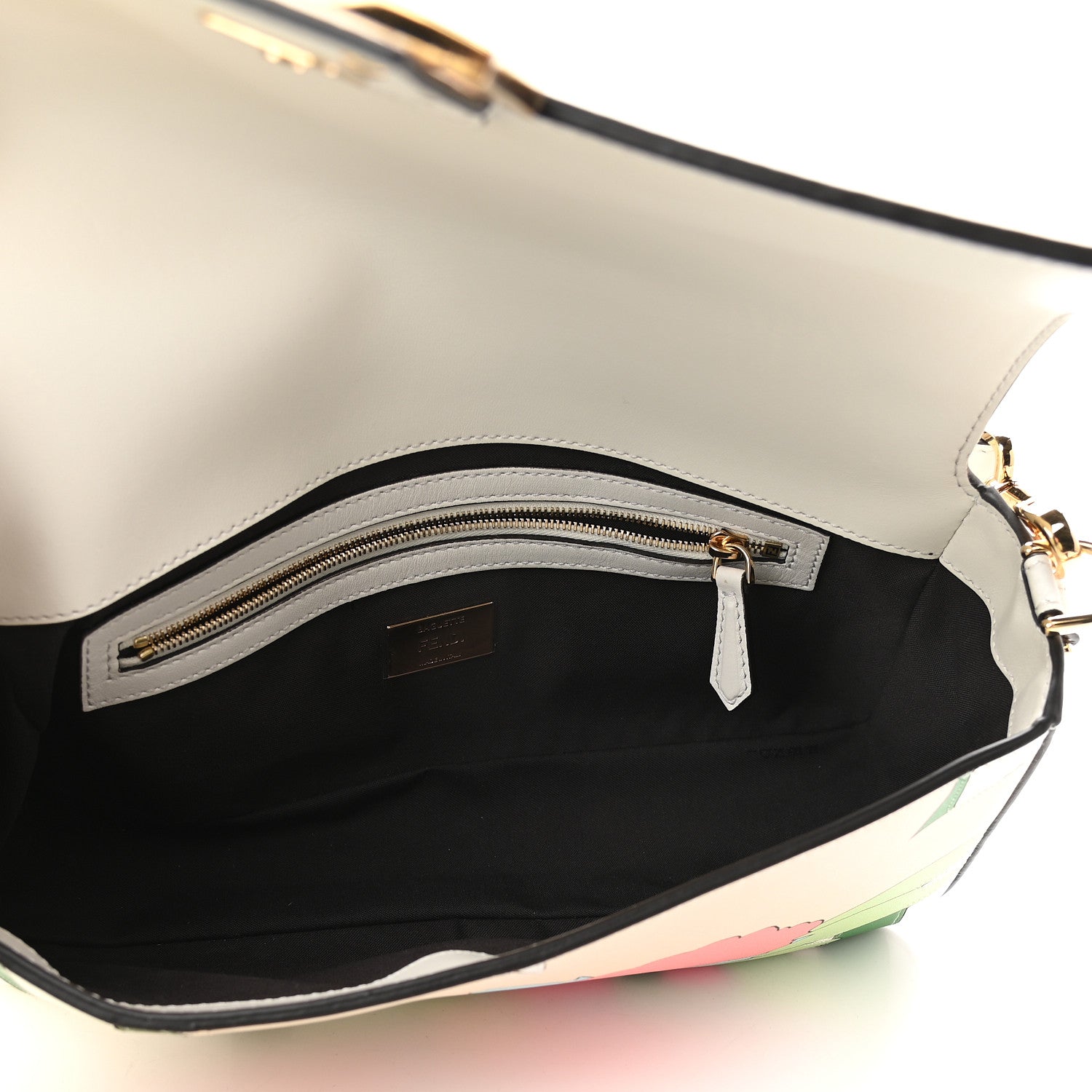 Fendi Vitello Seta Daisy Inlay Baguette White Ice Multicolor 5 of 8
