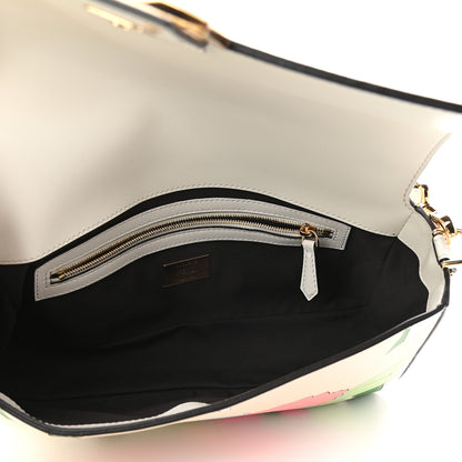 Fendi Vitello Seta Daisy Inlay Baguette White Ice Multicolor 5 of 8